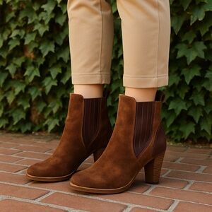 UGG Olivya Shearling Soled Heeled Suede Boots, 6.5